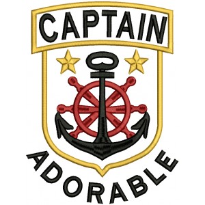 Captain Adorable Nautical Anchor Filled Machine Embroidery Design Digitized Pattern